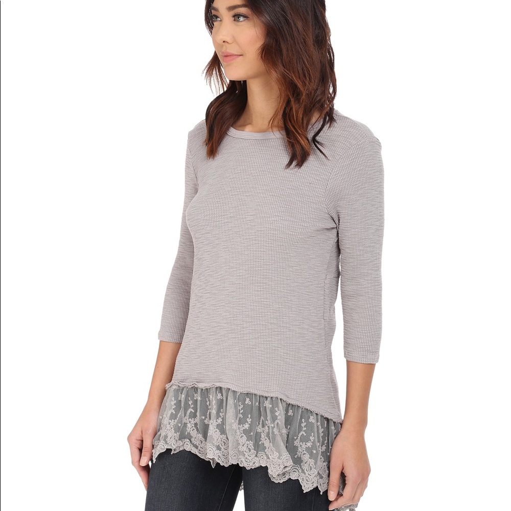 Dylan by True Grit Top with Vintage Lace Detail